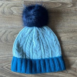 Boden Knit Beanie with faux fur Pom Pom